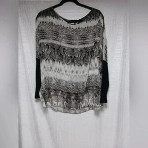 Lola  & Sofie Printed Long Sleeve Silk blouse. Size M